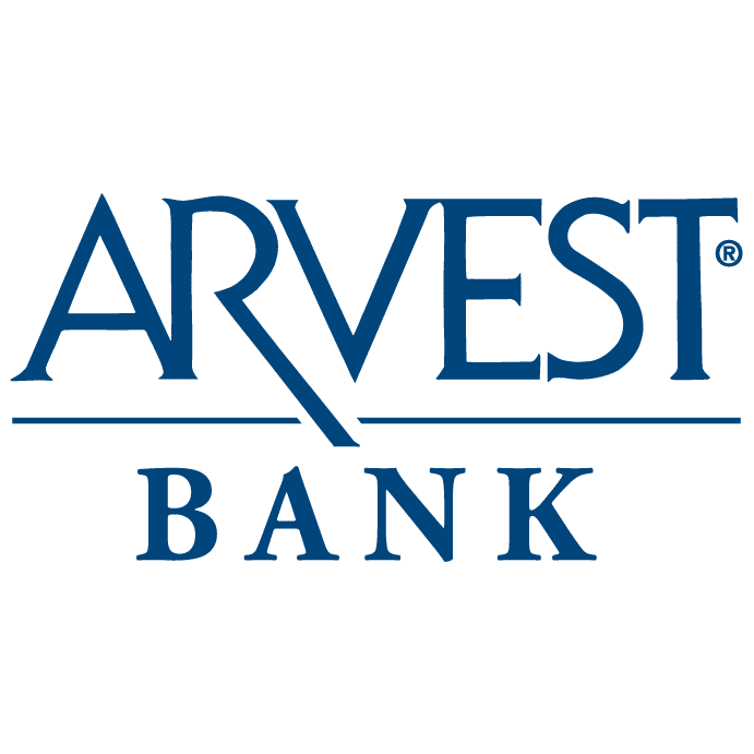 A blue logo is shown for arvest bank.